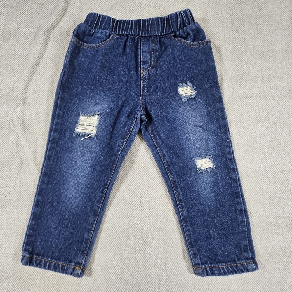 Fo Shan MBB Distressed Look Denim Jeans‎ with Elastic Waist Boys 18-24Months